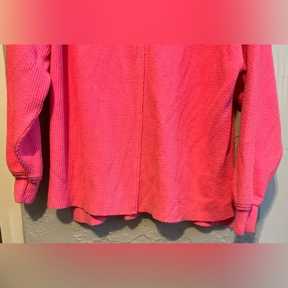 Aerie Neon Pink V-Neck Ribbed Pullover - Picture 2 of 10